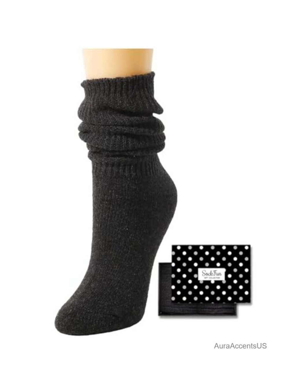 Womens Slouch Scrunch Socks Wool Chunky Knee High Retro Boot Socks